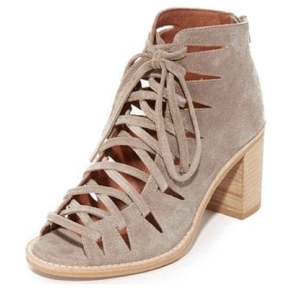 Jeffrey Campbell Corwin Booties Taupe Tan Suede SZ 7.5